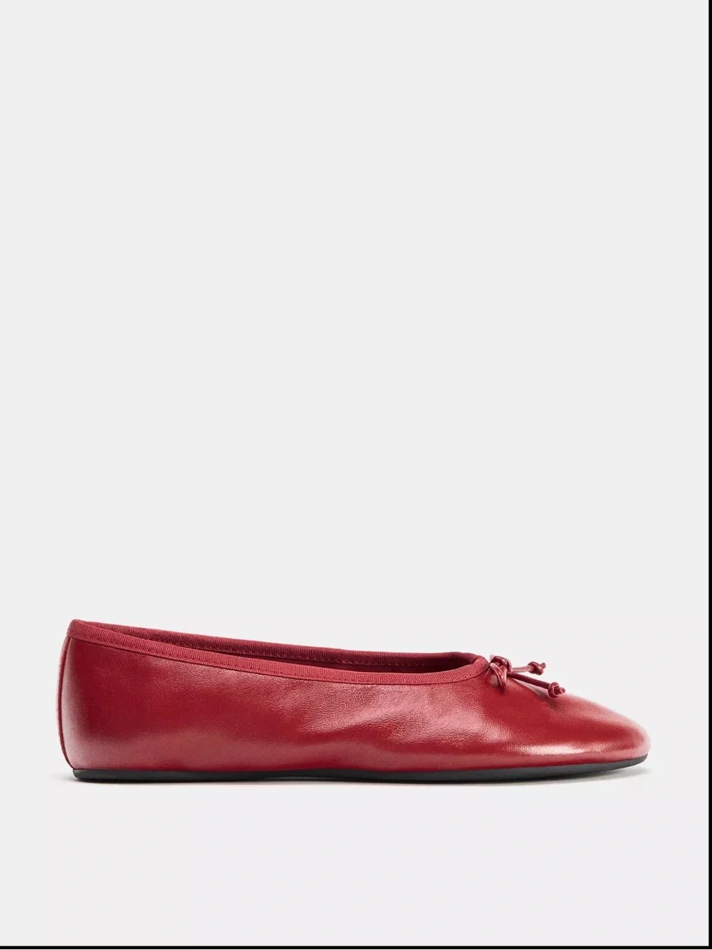 Zara Classic Red Leather Ballet Flats - Women's